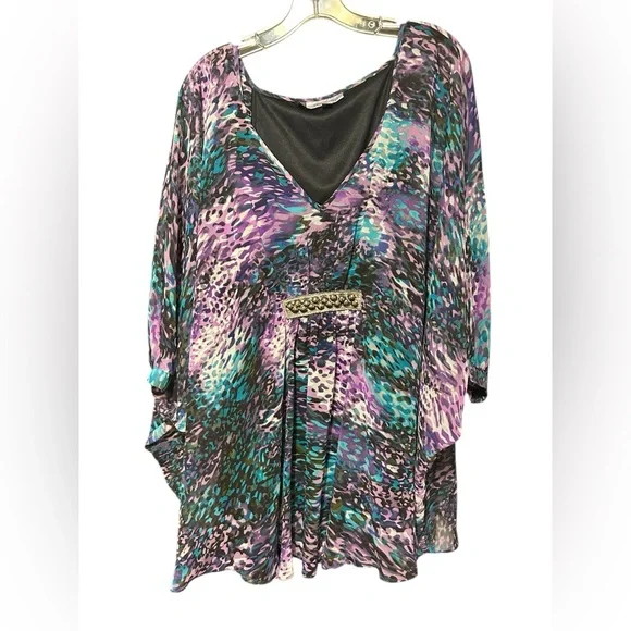 Jennifer Lopez Purple and Blue Patterned Tunic - Picture 4 of 10